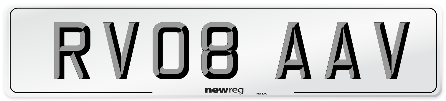 RV08 AAV Number Plate from New Reg